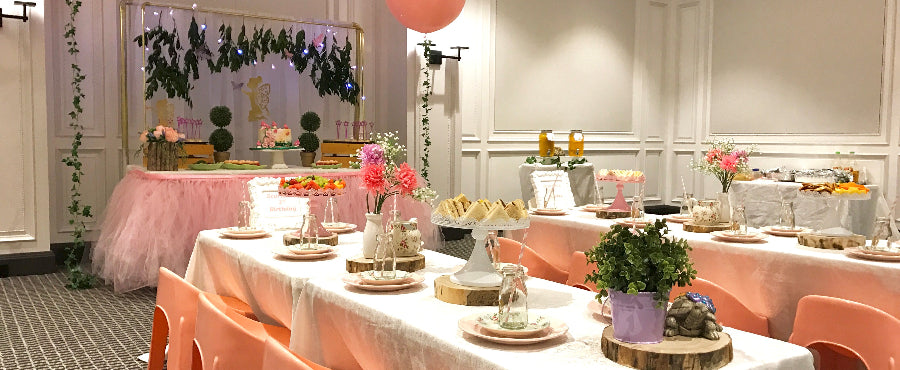 Pink Whimsical Garden Fairy Party Set Up