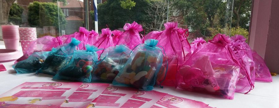 pink and blue lolly bag party favors
