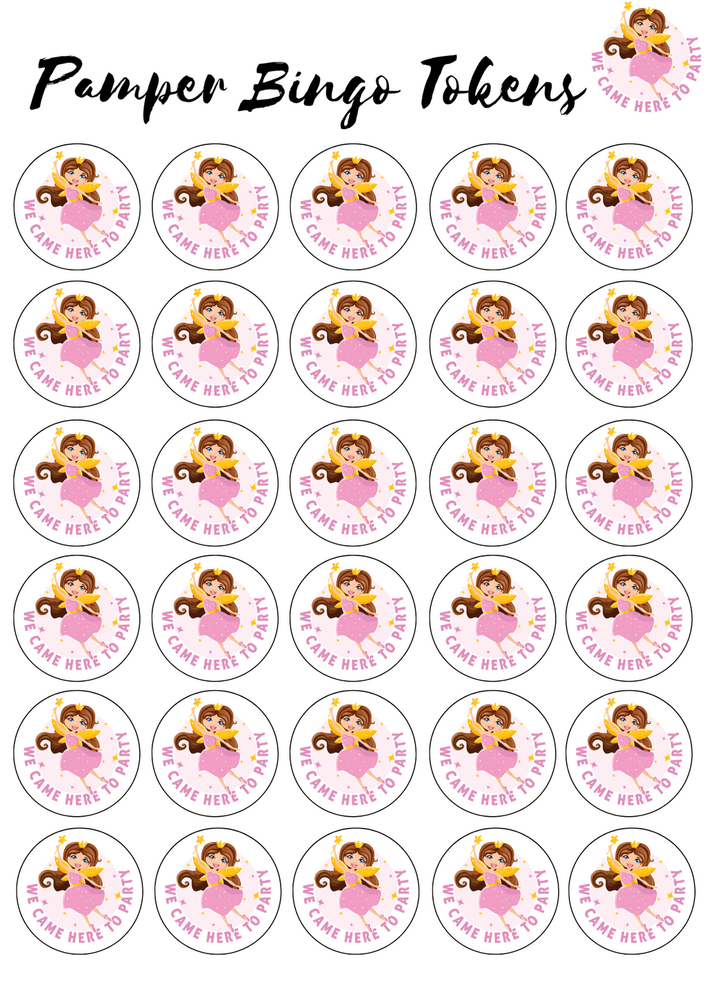 Pamper Bingo Game - Digital Copy