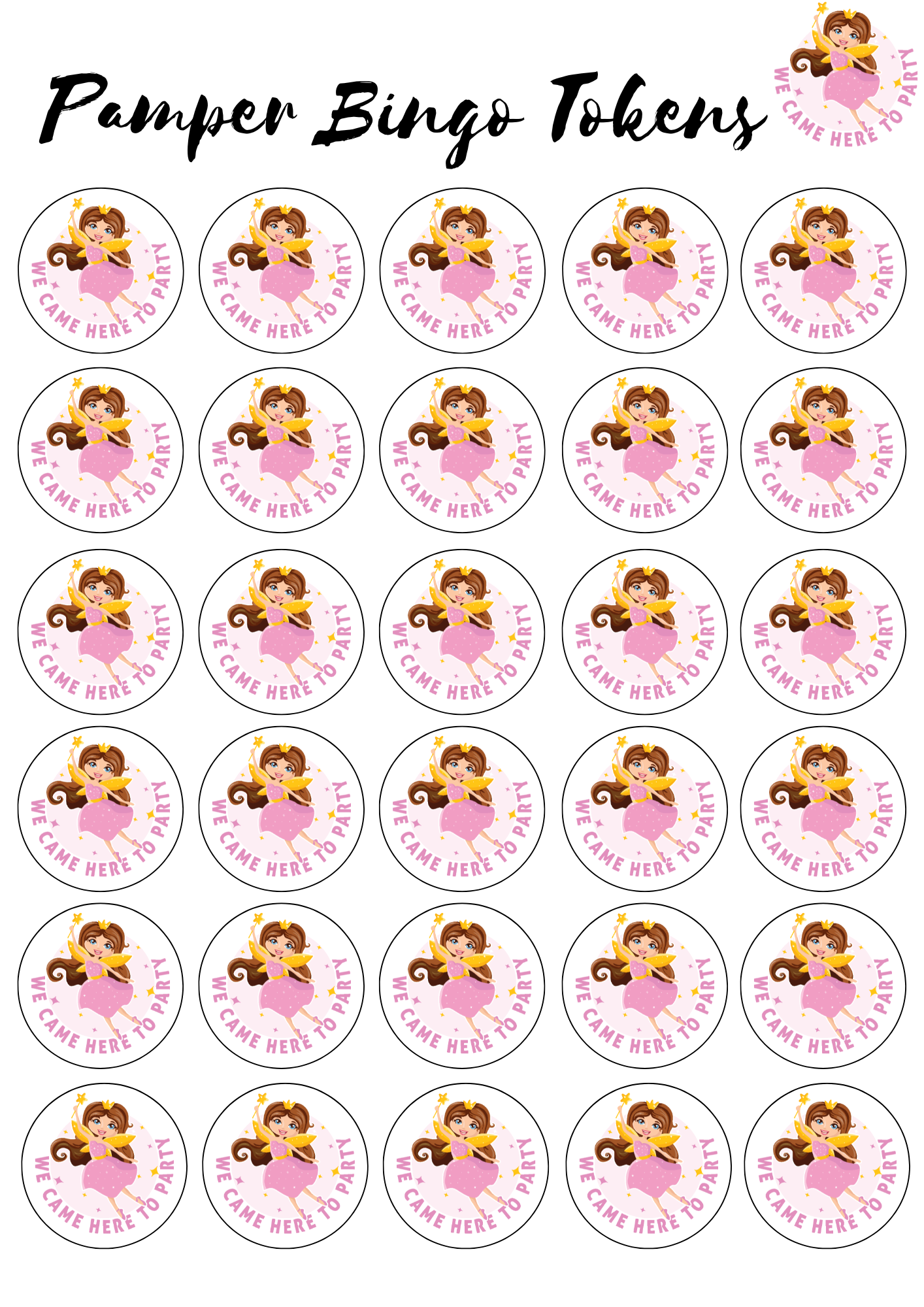 Pamper Bingo Game - Digital Copy
