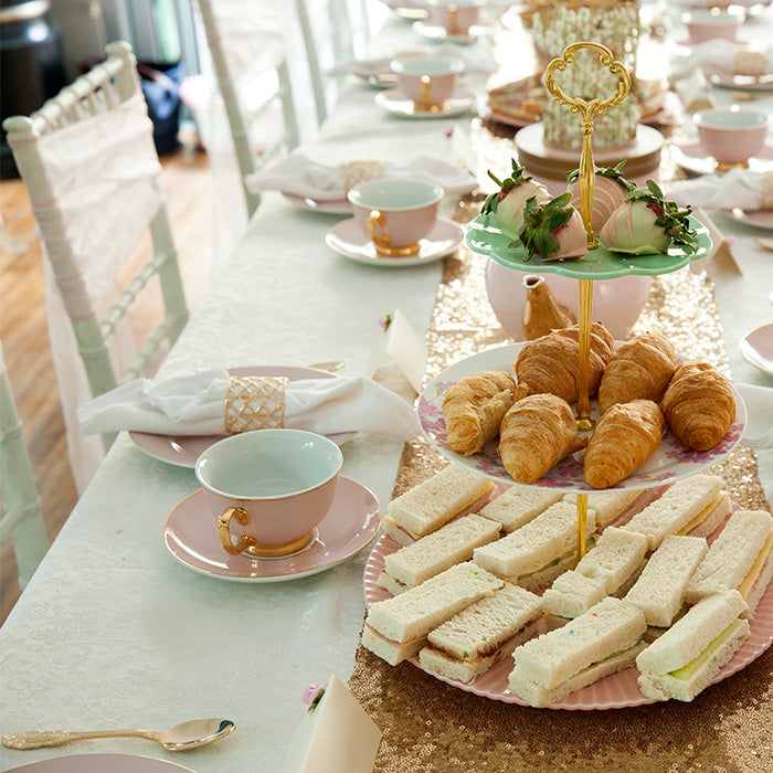themed pink high tea set up