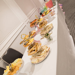Kids party food on tiered stands 