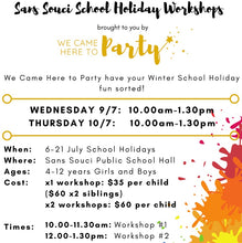 Sans Souci School Holiday Workshops (July 2019)